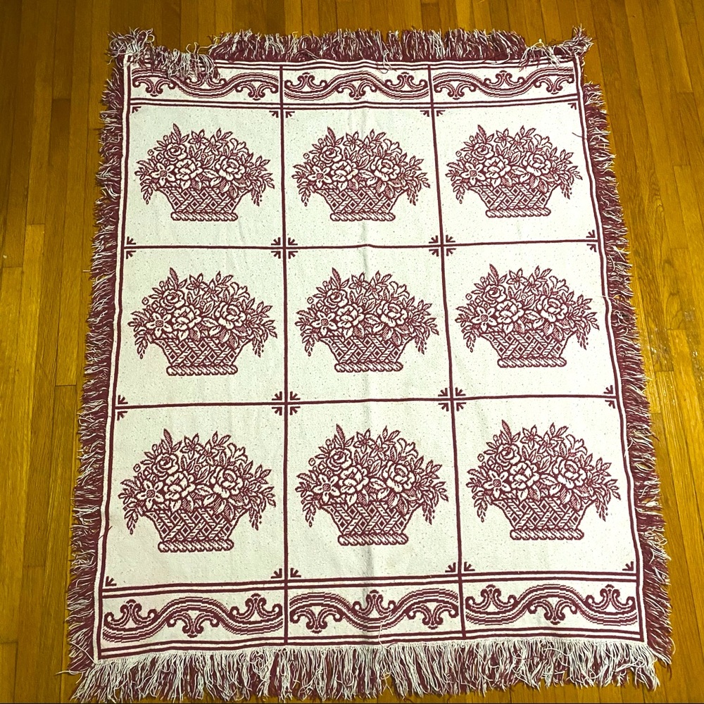 Vintage Red and White Reversible Blanket